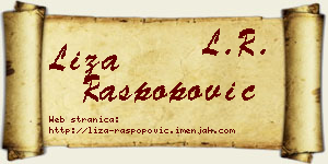 Liza Raspopović vizit kartica
